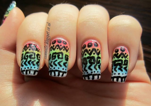 31-day-challenge-rainbow-tribal-manicure