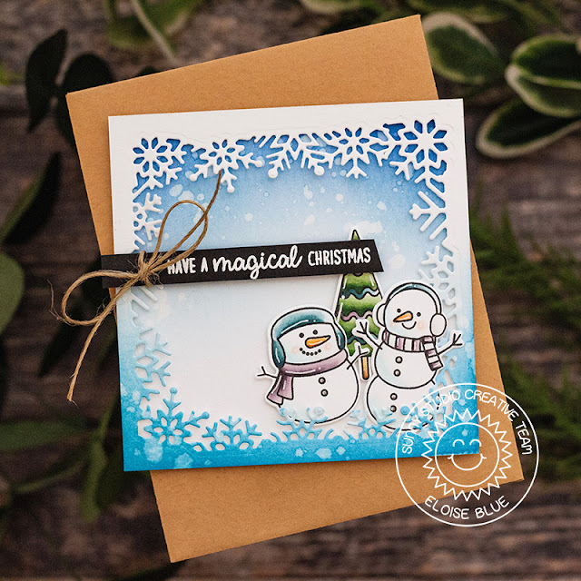 Sunny Studio Stamps: Layered Snowflake Frame Dies Feeling Frosty Winter Themed Holiday Card by Eloise Blue