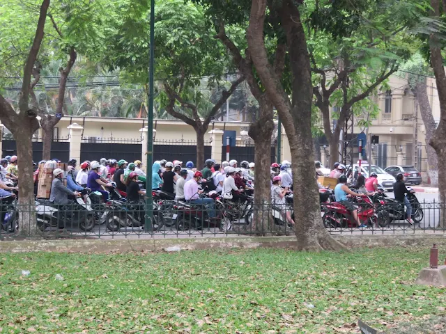 Motorcycles on the streets of Hanoi, Vietnam