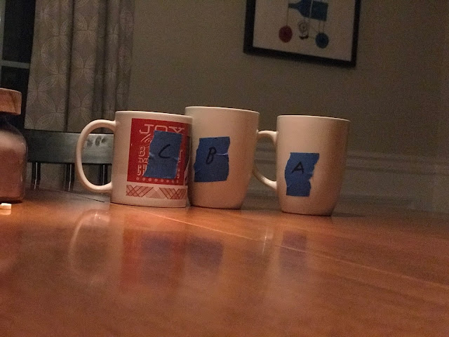 three coffee cups for a triangle test