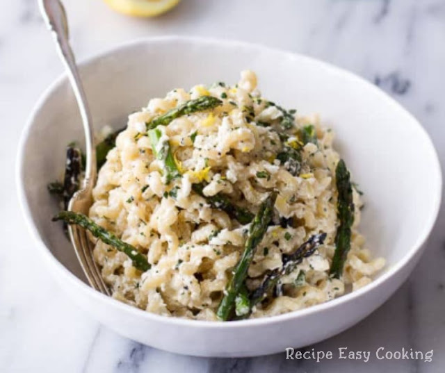 Lemony Feta And Mascarpone Pasta With Asparagus