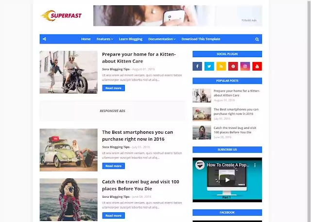 Top 10 Fast Loading, Responsive Blogger Template 2020