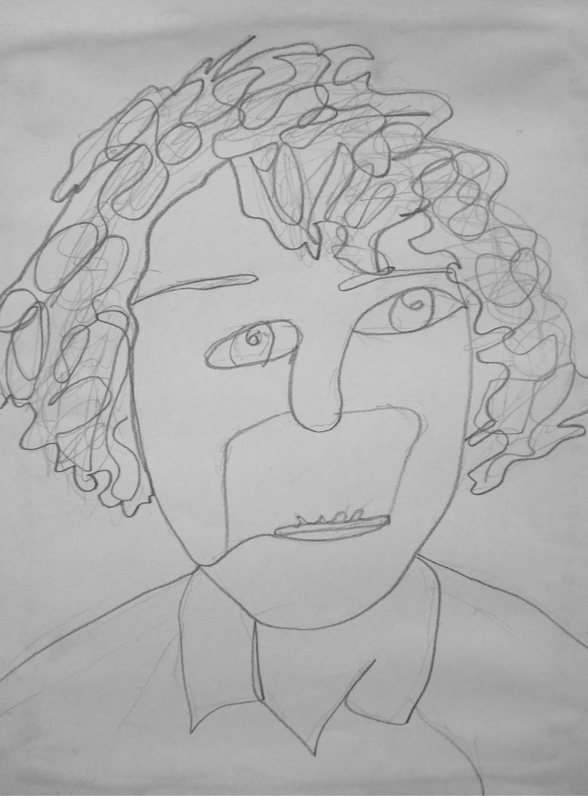 Use Your Coloured Pencils: Contour Line Self Portraits