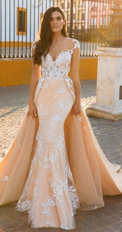 Vestido de novia sirena 2021, Apliques de encaje | vestido de noiva  encaje