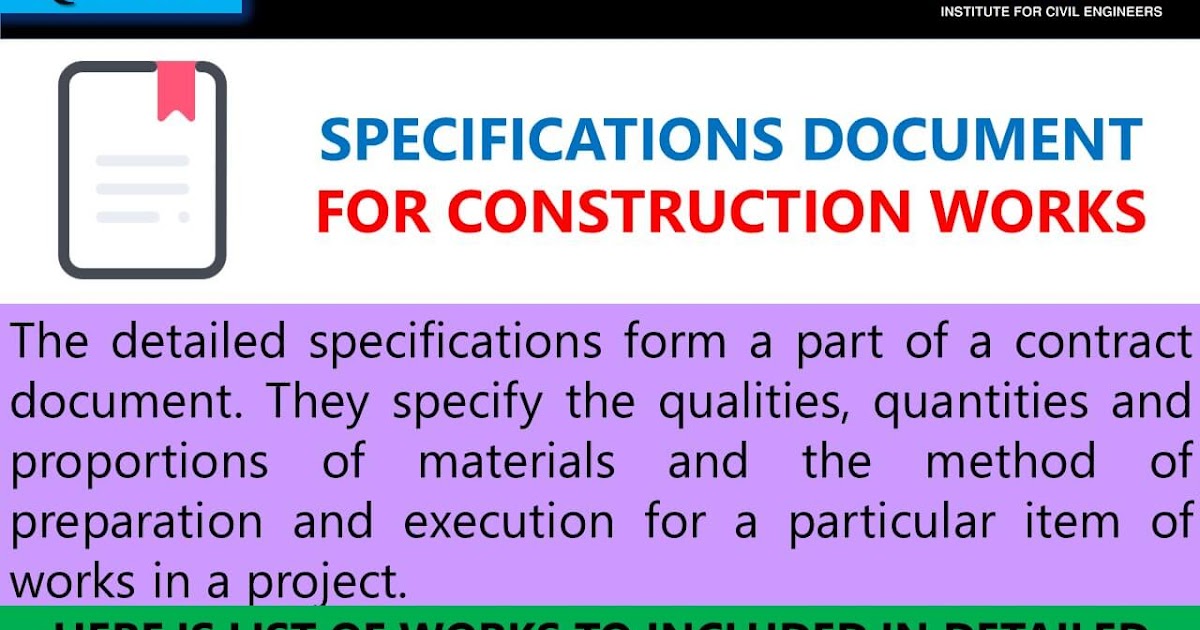 SPECIFICATIONS FOR CONSTRUCTION WORKS lceted LCETED INSTITUTE FOR CIVIL ENGINEERS