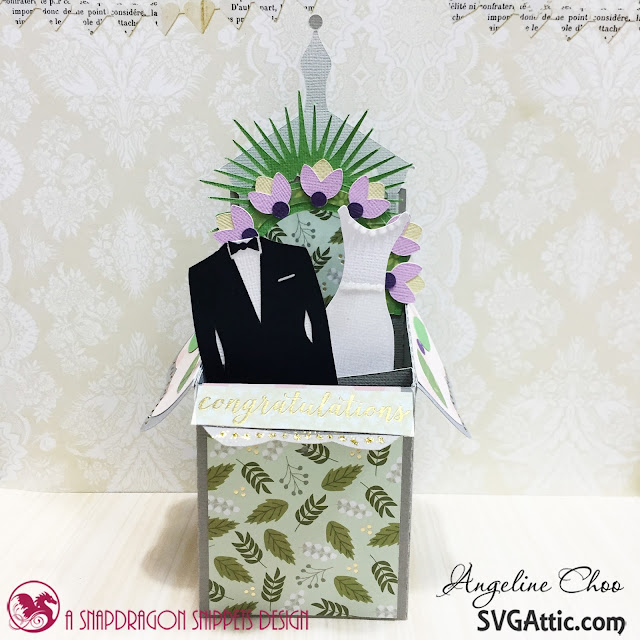ScrappyScrappy: Blooming Wedding Wishes card with Angeline #svgattic #scrappyscrappy #beautifulbloom #classicwedding #wedding #boxcard #weddingcard #flowers #svg #cutfile #card #cardmaking #papercraft