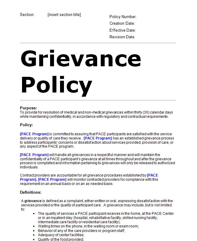 Grievance And Dispute Policy Sample Template Editable Doc Sample 