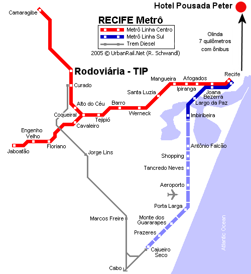 Mapa do metrô de Recife