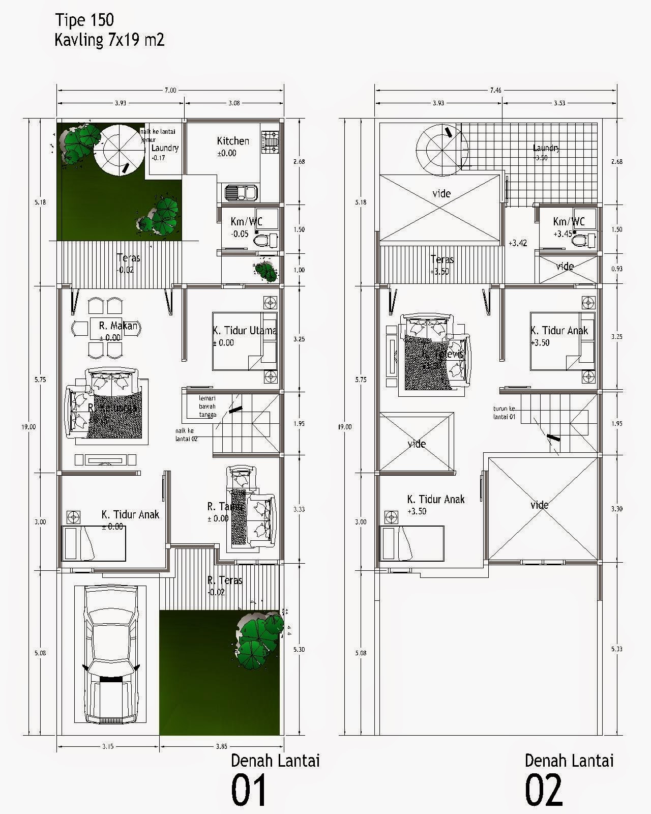 Gambar Denah  Rumah  Minimalis 2  Lantai  Sederhana Lengkap  