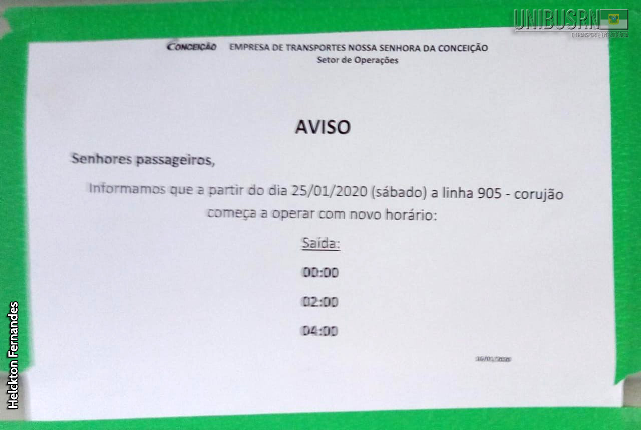 Natal: Linha 905 do sistema Corujão tem novo quadro de horários 1 905%2Bok