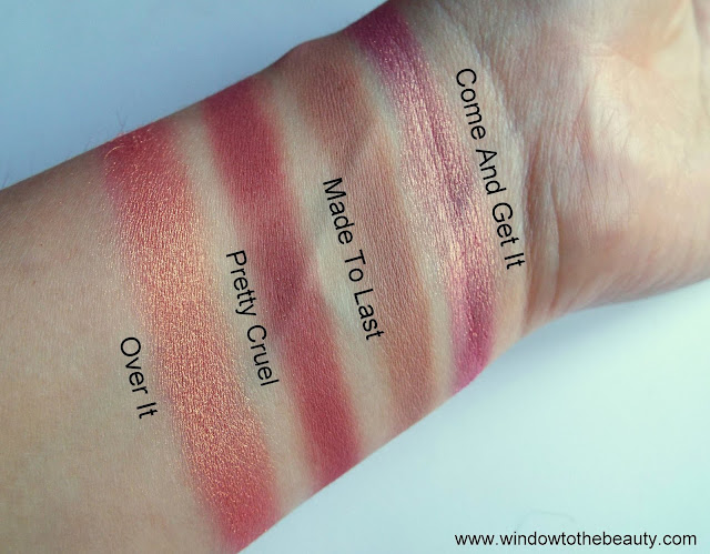 Colourpop Come And Get It and Over It shade swatches