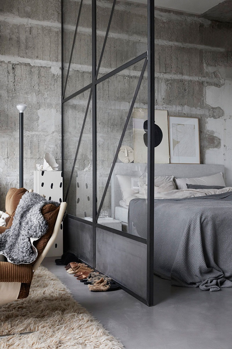 piccola casa studio in stile industriale scandinavo