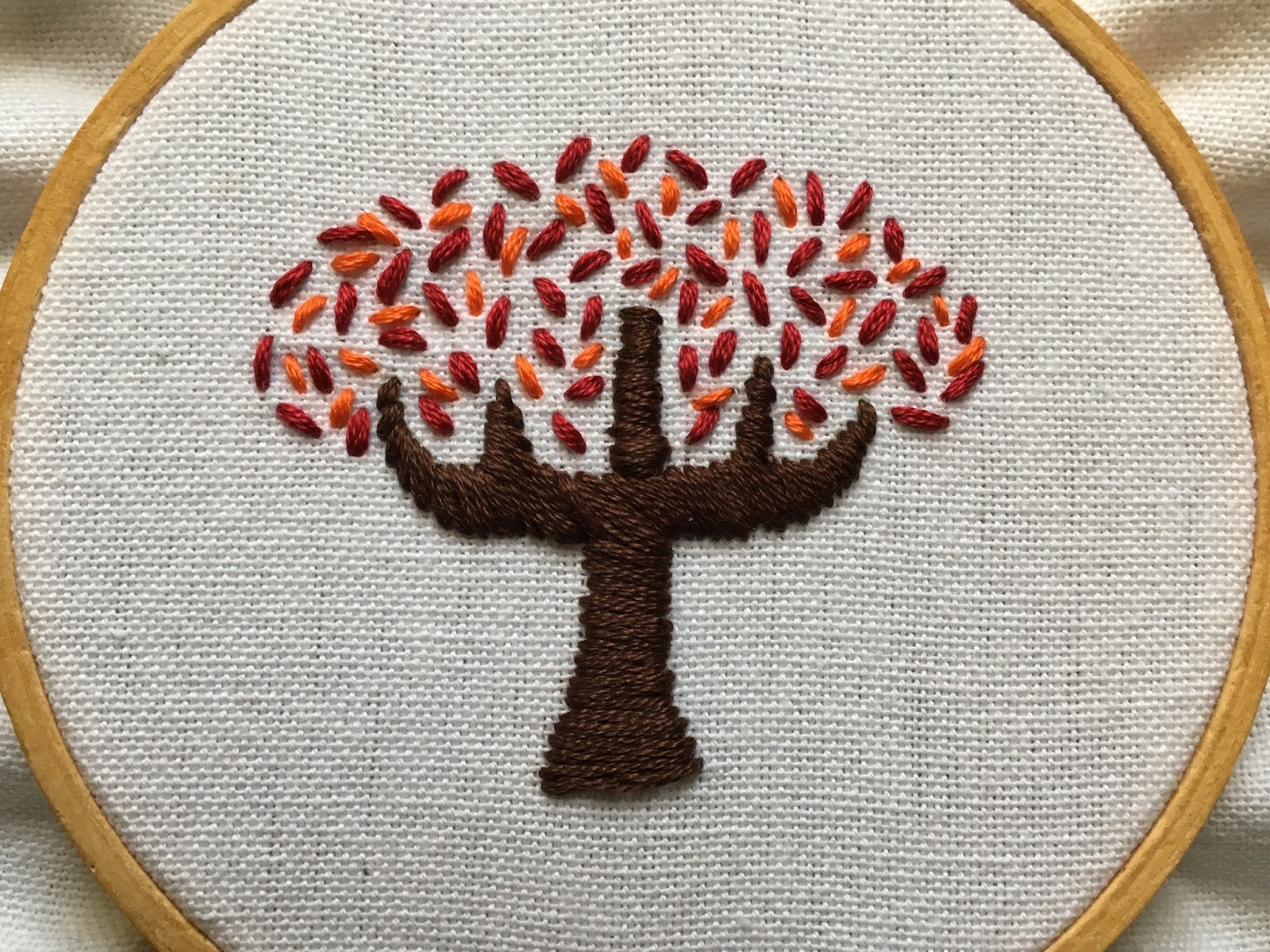 autumn tree embroidery