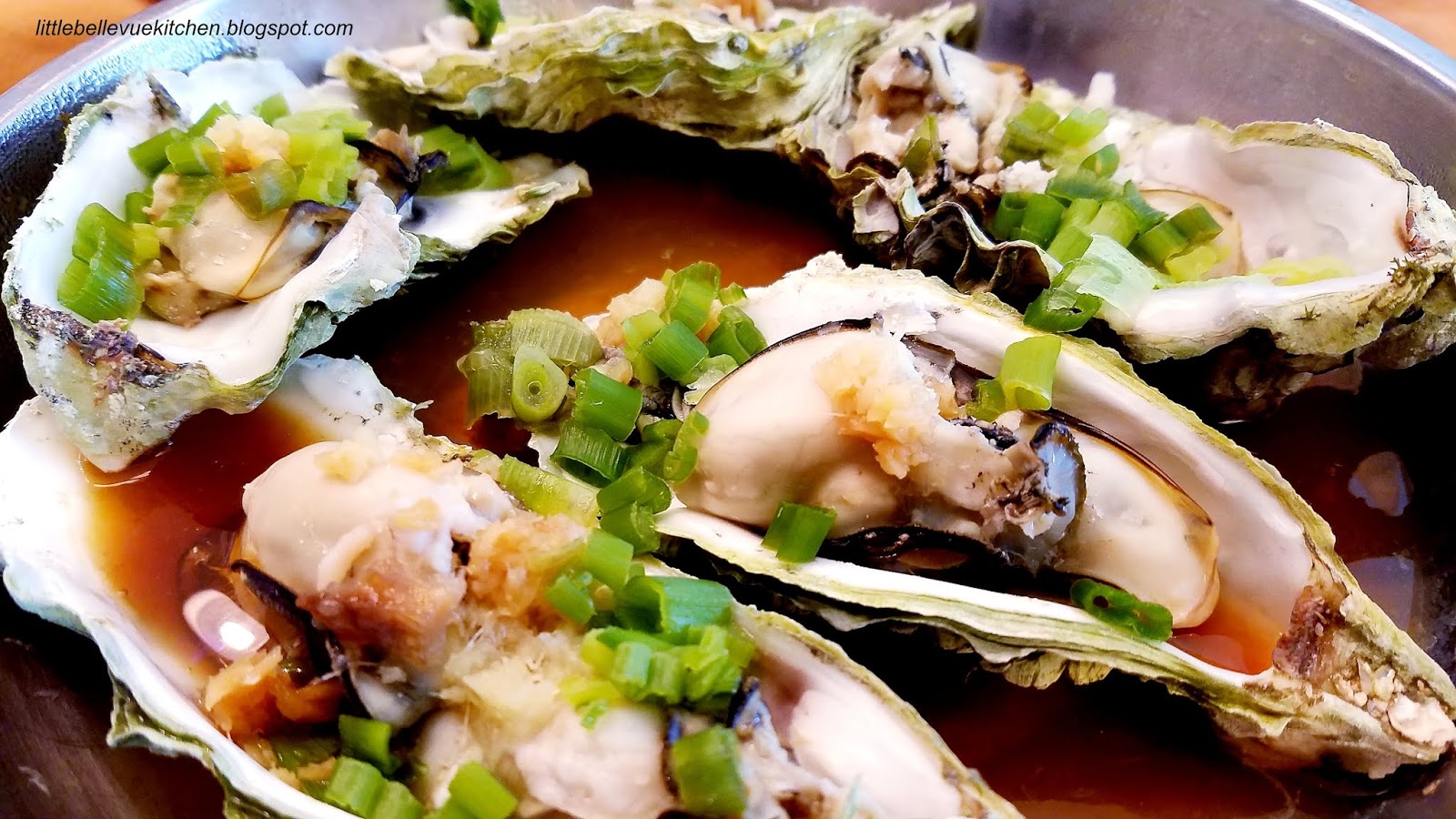 Little Bellevue Kitchen Steamed Oysters with Ginger and Scallions