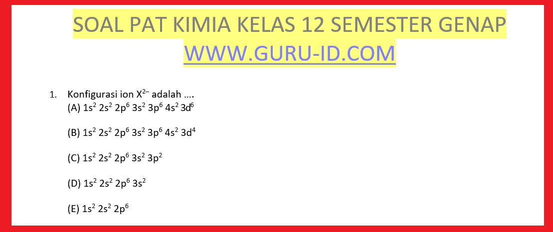 soal pat kimia kelas 12 semester 2 dan jawabannya tahun