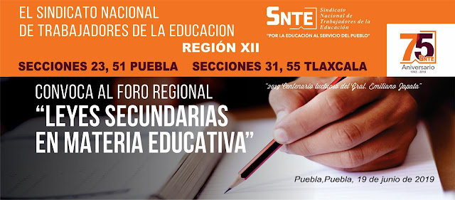 Alista SNTE Foro Regional “Leyes Secundarias en Materia Educativa” en Puebla