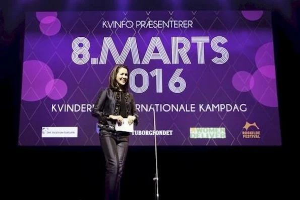 Crown Princess Mary of Denmark gives a speech at the KVINFO Conference, as patron of Women Deliver 2016 in Copenhagen.