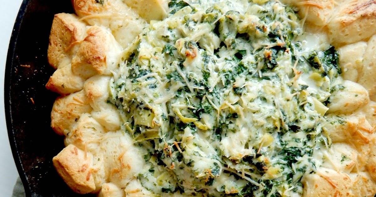 Hot Cast Iron Skillet Herbed Bread with Spinach Artichoke Dip Ally's
