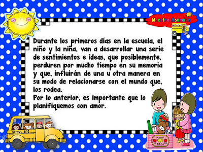 Actividades para los primeros días. Período de adaptación.