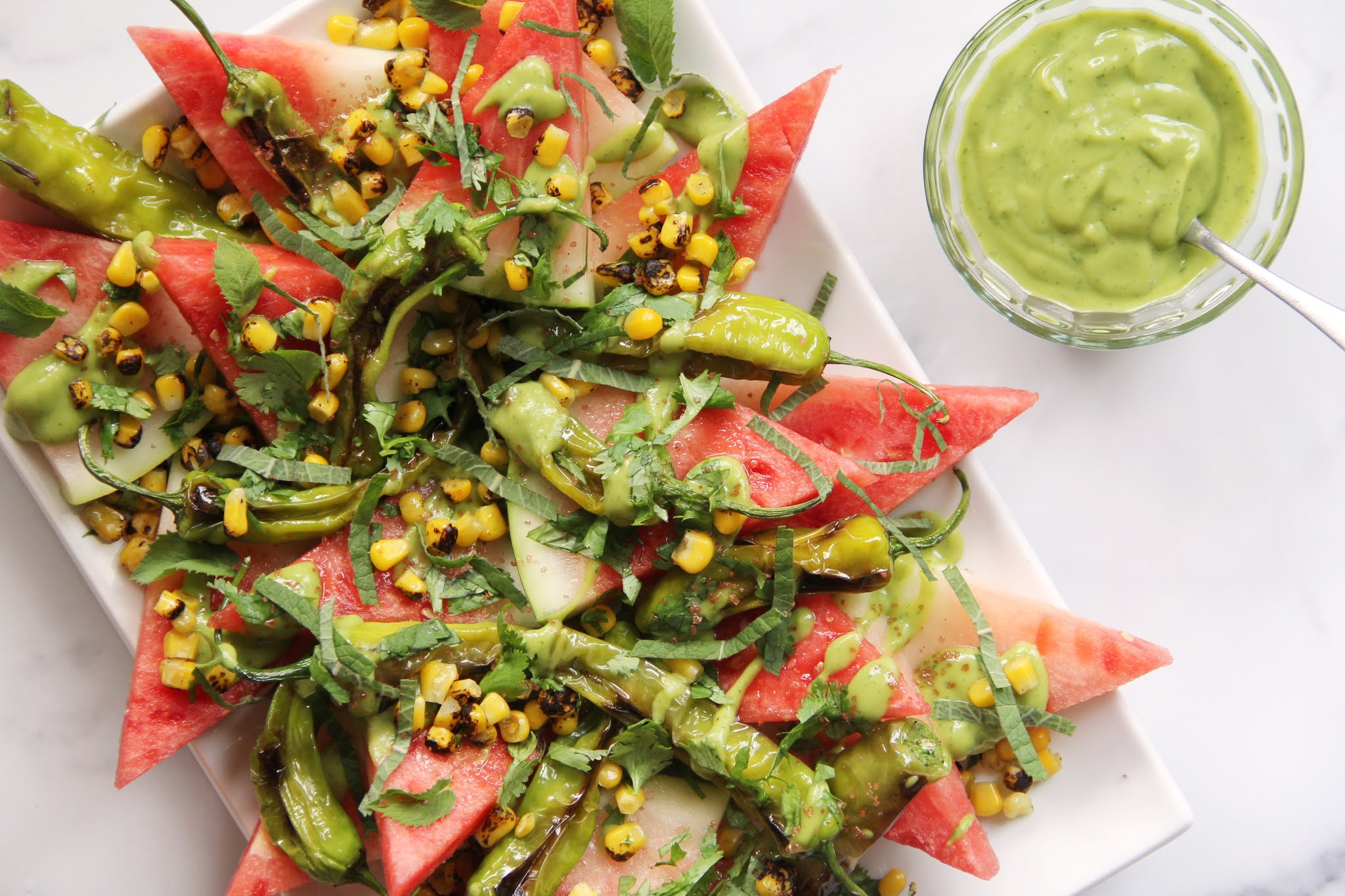 Watermelon Nachos with Avocado Sauce