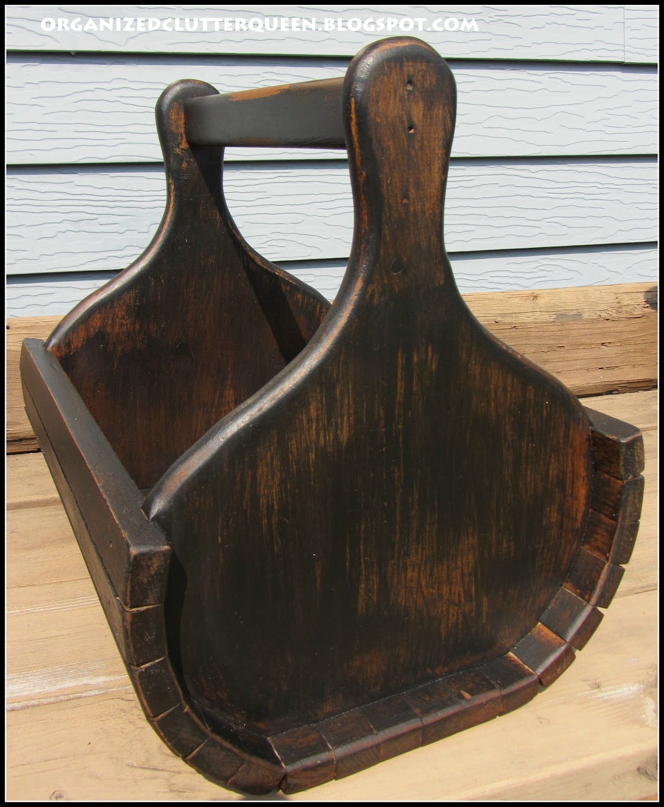 A Painted Wood Basket Filled With Vintage Utensils Organized Clutter