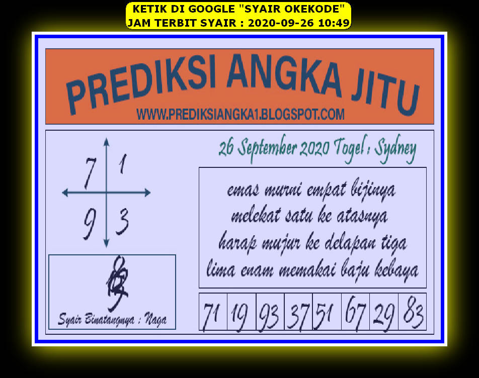 1 New Message Kode Syair Sydney 26 September 2020 Forum Syair Togel Hongkong Singapura Sydney