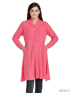 Women's Woolen Blend Solid Long Sweaters