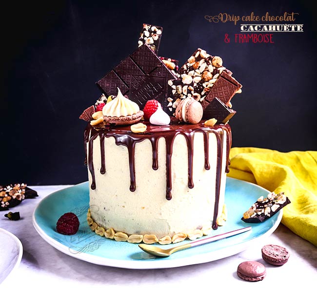layer cake chocolat cacahuète framboise