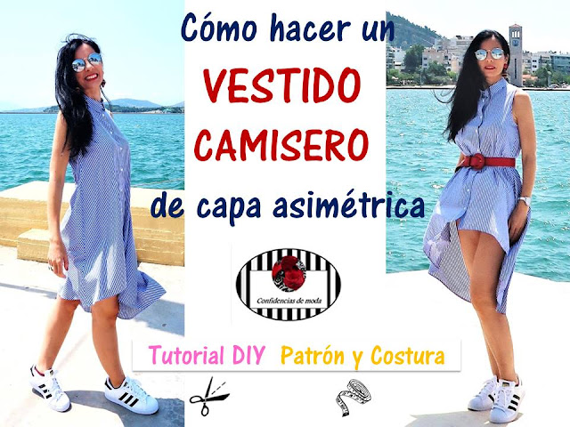 DIY. Cómo hacer un vestido camisero de capa asimétrica