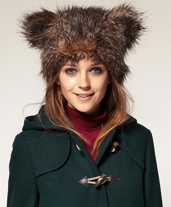 Photo : この冬、女性の方にお薦めの暖かくて、おかしなフェイクファーのウケる熊帽子 ! !