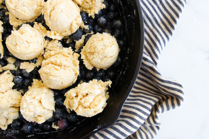 making Blueberry Cobbler