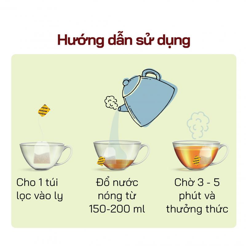 Combo 2 Hộp Trà Olong Túi Lọc GUNAM Vị Gừng