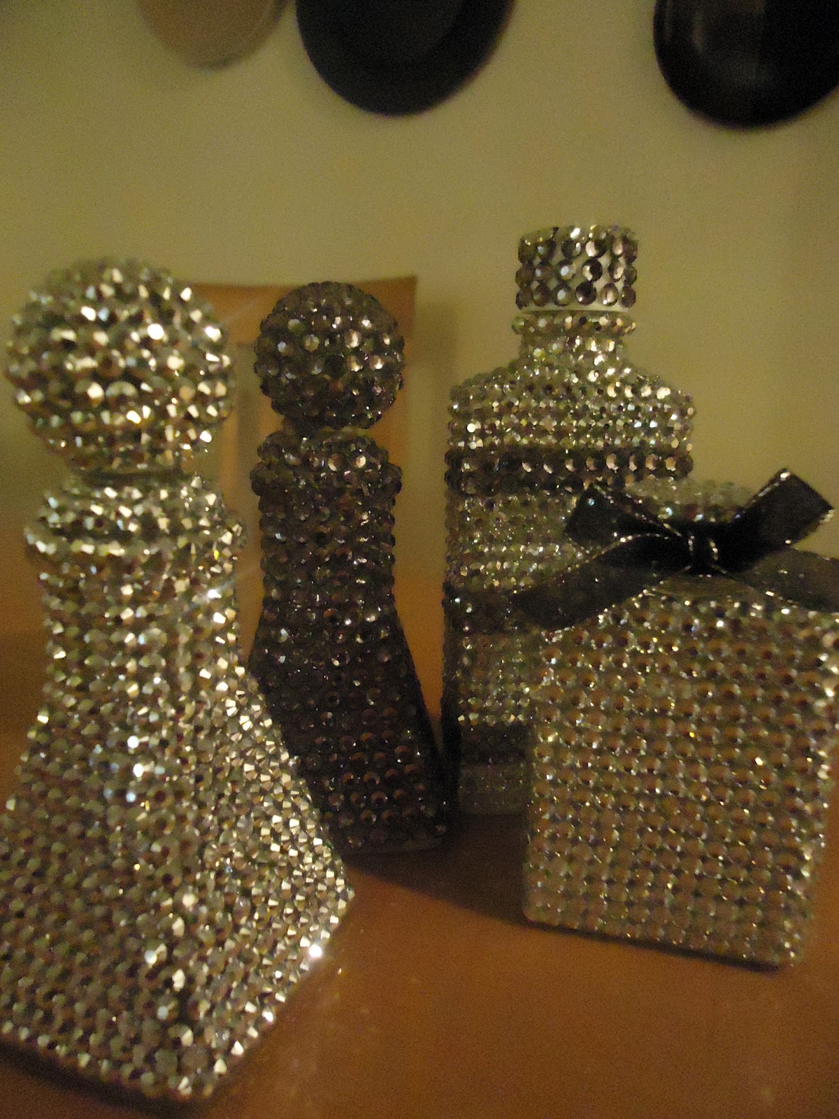 Frugal Home Design DIY Home Decor Make Rhinestone Covered Bottles