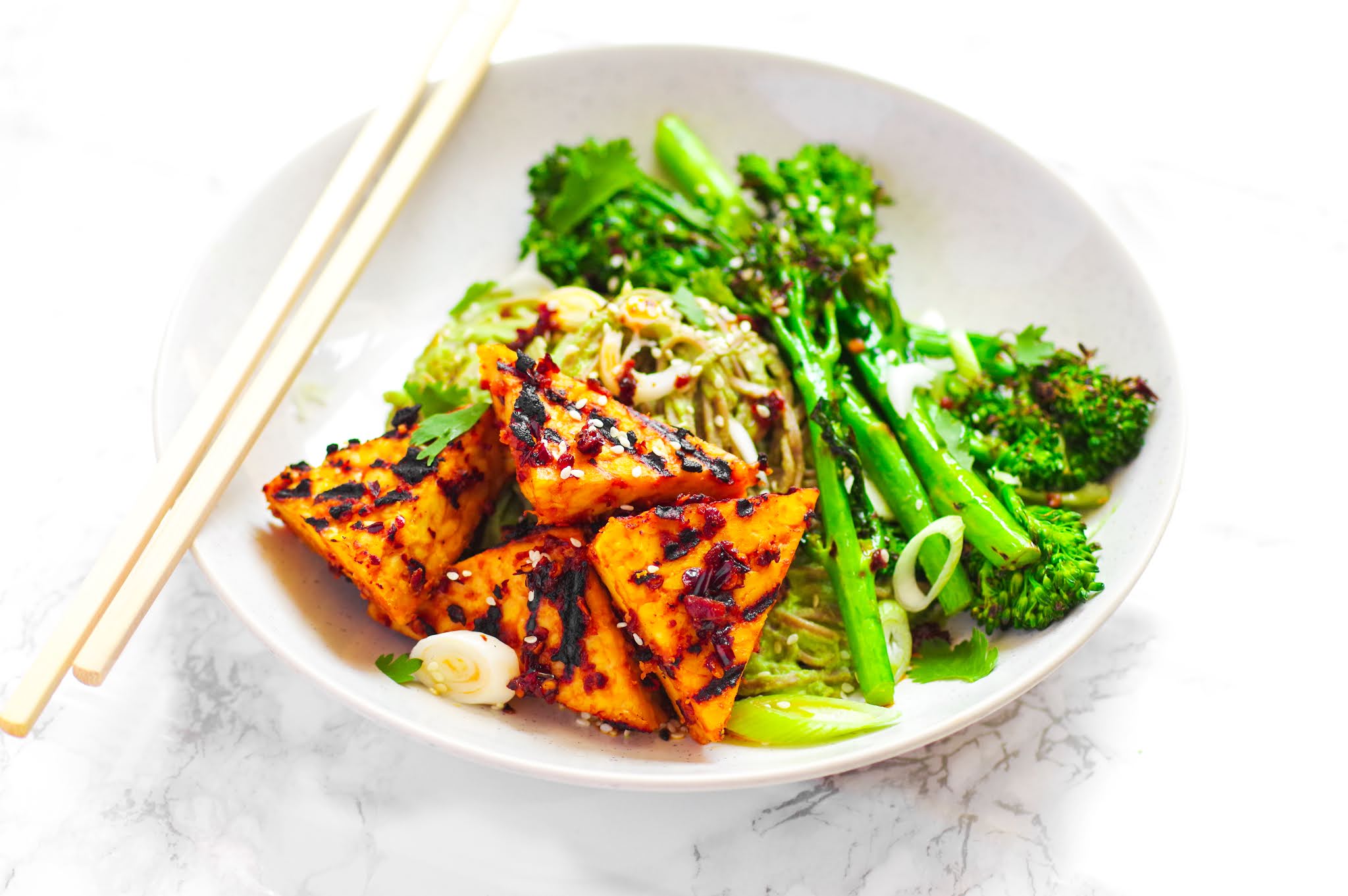 Edamame Pesto & Tempeh Soba Noodles Euphoric Vegan