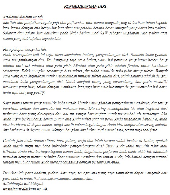 Contoh Pidato Sambutan Tentang Pengembangan Diri IDNOffice