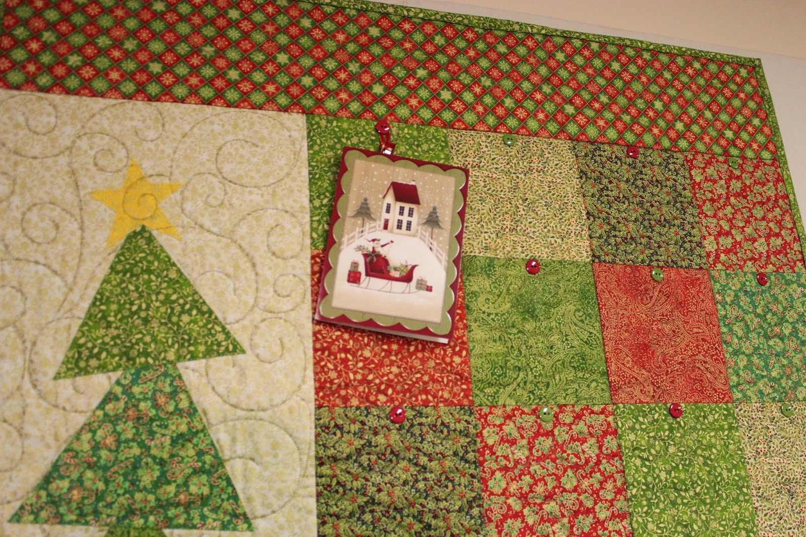 Spring Water Designs My Little Quilted Christmas Card Holder on Fabri