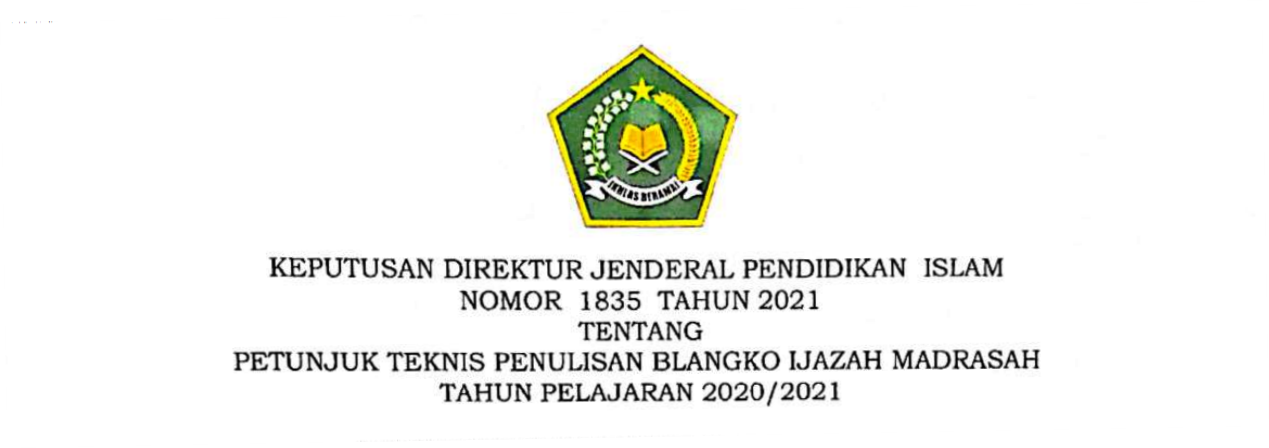 Juknis Pengisian Blangko Ijazah Madrasah RA MI MTS MA MAK Tahun 2021