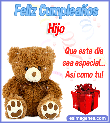 Hijo peluche de cumpleaños con regalo Hijo peluche de cumpleaños con regalo