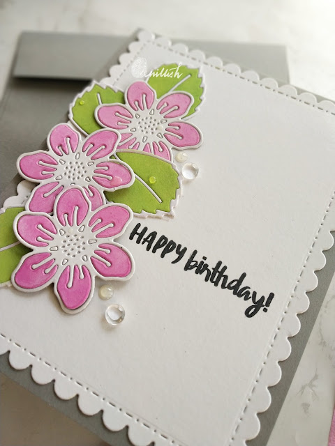 TO, Stamplorations, die cutting, floral card, Birthday card, Stamplorations trendy spring bloom dies cutplorations