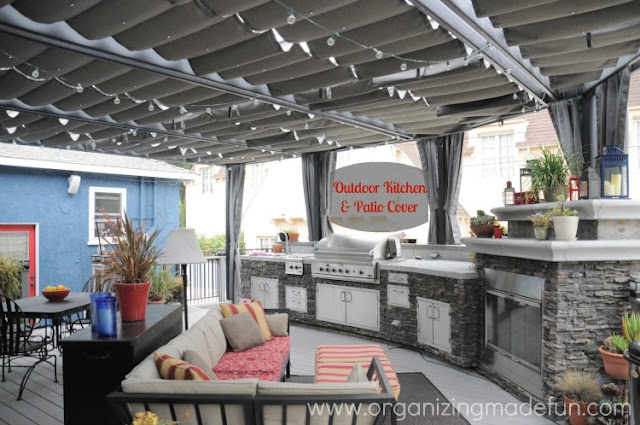 Outdoor Patio and Kitchen of Organizing Made Fun's home tour