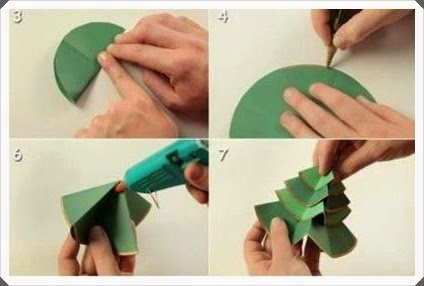 Dekoratif fikirler, bahar panosu Renkli Kartondan Çam Ağacı Yapımı