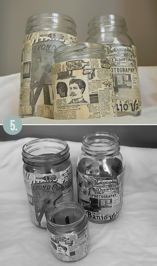 Bubby and Bean Living Creatively DIY Tutorial >>> Pretty Decoupaged Mason Jar Lights