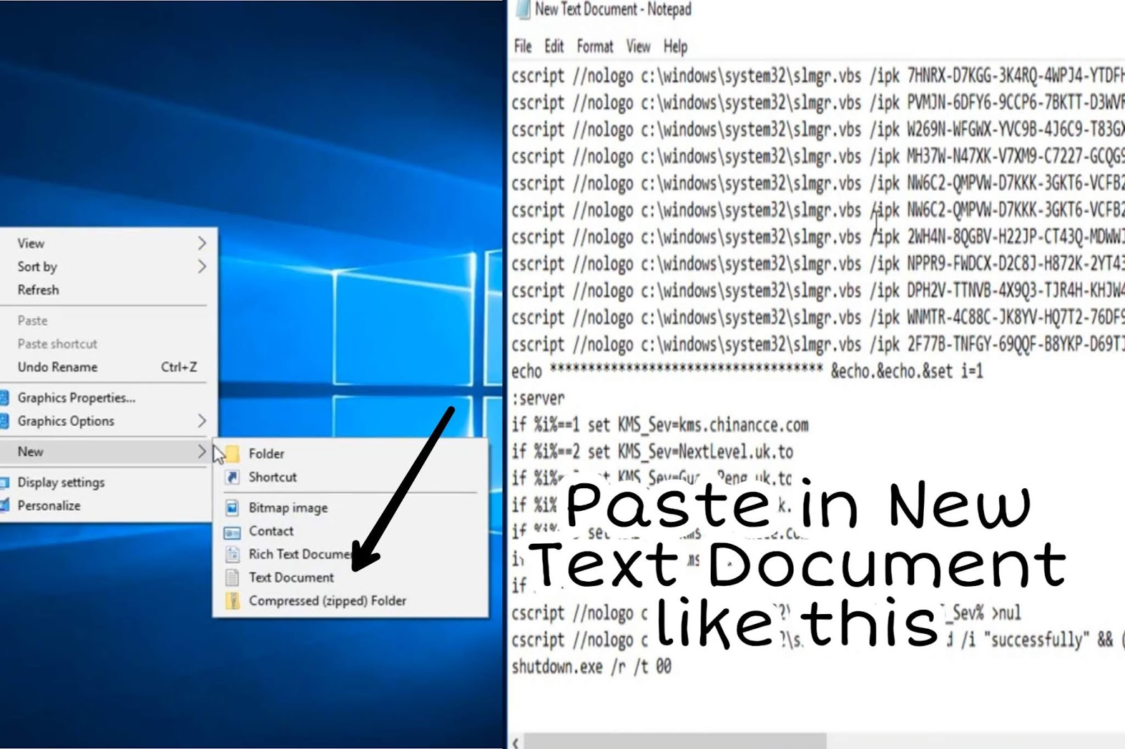 windows 10 pro activation cmd text