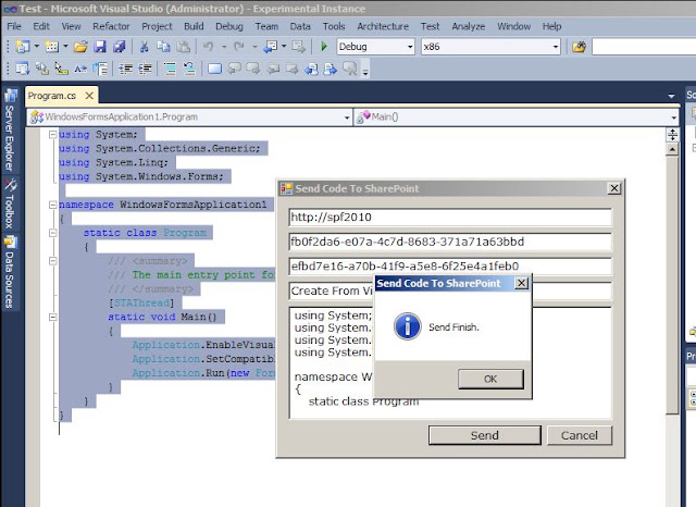 Likol Lee Visual Studio 2010 SharePoint 2010 Send Code To SharePoint