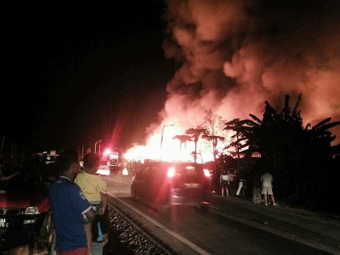 Gerai kacang panggang di Simpang 3 Langkun Kota Marudu Musnah Terbakar