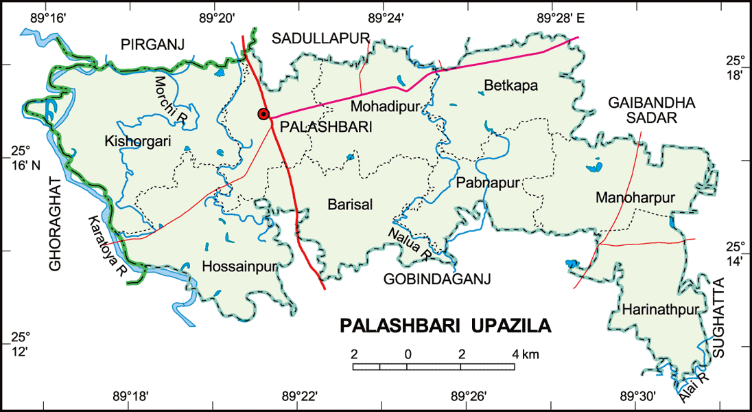 Palashbari Upazila Map Gaibandha District Bangladesh