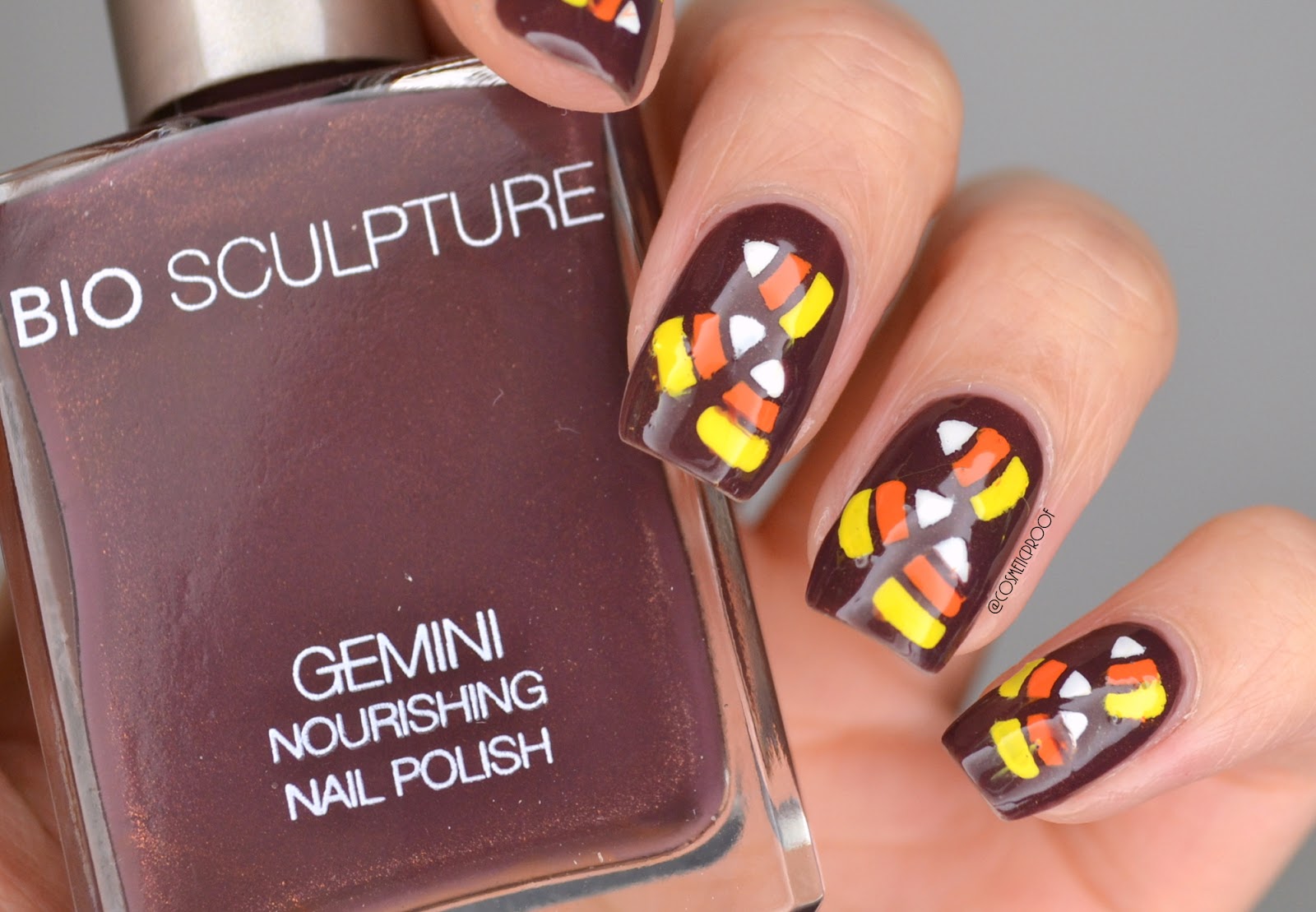 10. Candy Corn Nail Art with Stamping - wide 1