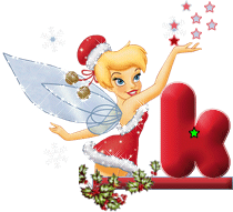 Abecedario Animado de Tinker Bell con Letras Rojas para Navidad.