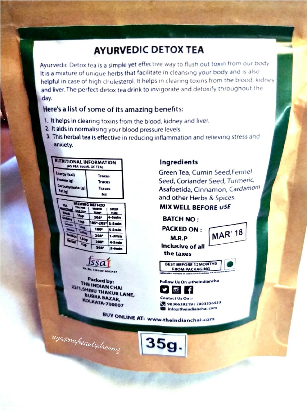 Ayurvedic Detox Tea" by The Indian Chai