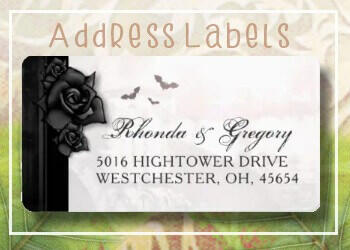 Gothic Black & White Large Address Labels Wedding